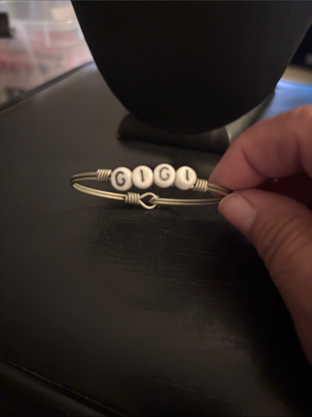 Personalized "GIGI" Wire Bangle Bracelet Silver